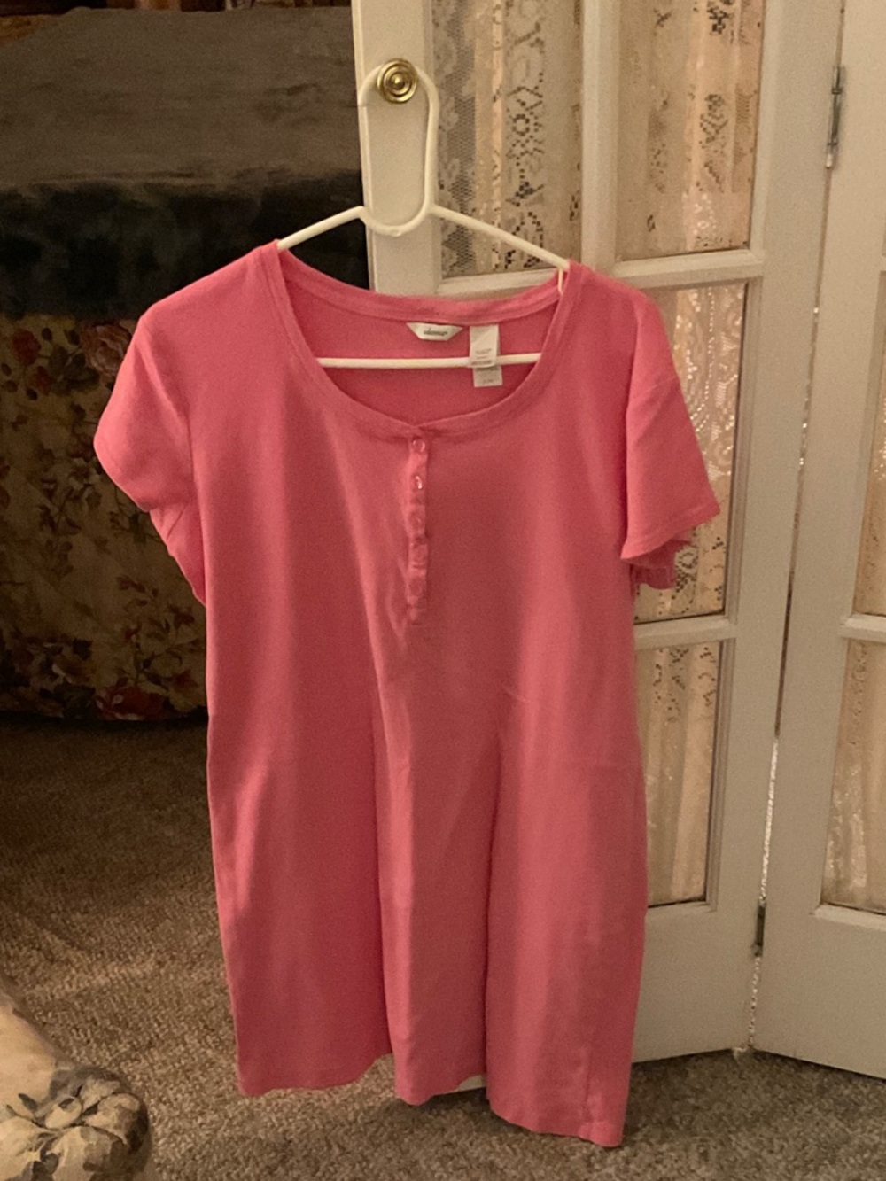 Adonna Rose Pink Short Sleeve Henley Dress Size-XL